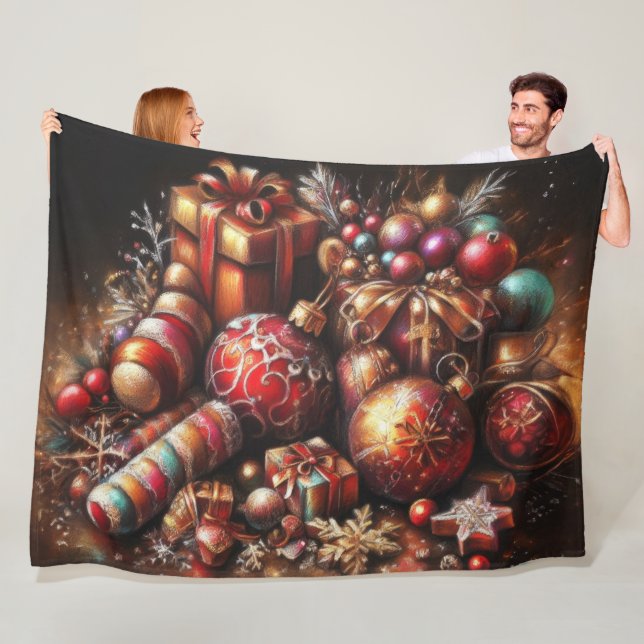 Hard Pastel Zeichne Weihnachtsmotifs Urlaub Fleecedecke (Beispiel)