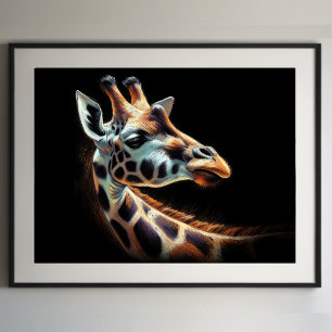 Hard Pastel Zeichnend Giraffe Poster