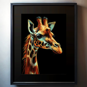 Hard Pastel Zeichnend Giraffe Poster