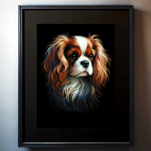 Hard Pastel Zeichnend König Charles Cavalier Spani Poster