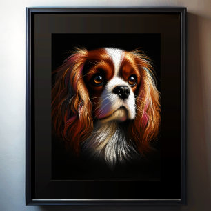 Hard Pastel Zeichnend König Charles Cavalier Spani Poster