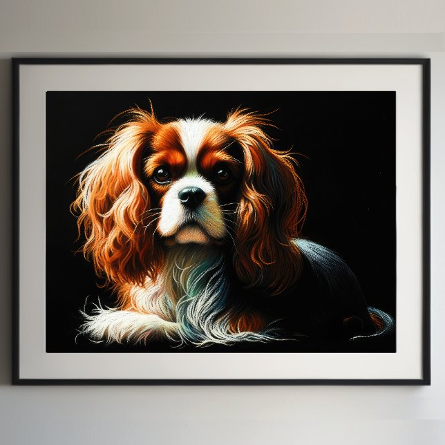 Hard Pastel Zeichnend König Charles Cavalier Spani Poster (Von Creator hochgeladen)