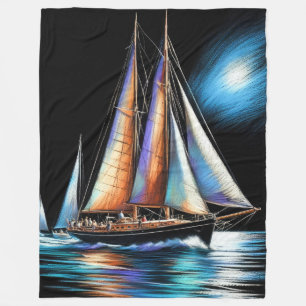 Hard Pastel Zeichnend Sailboat Fleecedecke