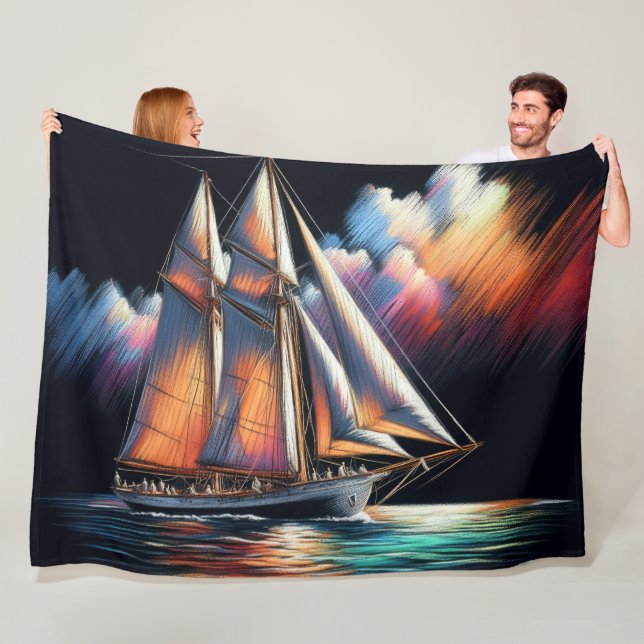 Hard Pastel Zeichnend Sailboat Fleecedecke (Beispiel)