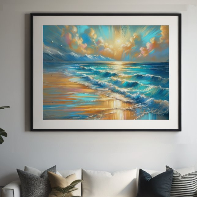 Hard Pastel Zeichnend Waves auf einem Strand II Poster (Von Creator hochgeladen)
