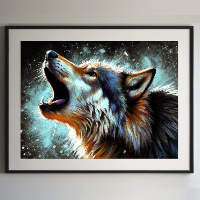 Hard Pastel Zeichnend Wolf Howling Poster (Von Creator hochgeladen)