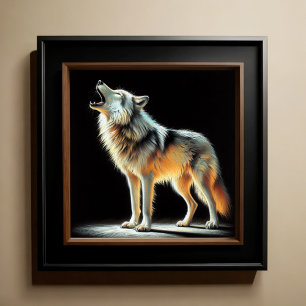 Hard Pastel Zeichnend Wolf Poster