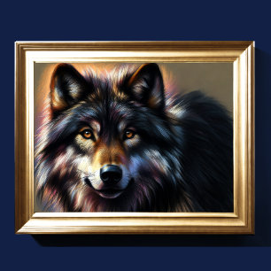 Hard Pastel Zeichnend Wolf Poster