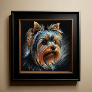 Hard Pastel Zeichnend Yorkshire Terrier Yorkie Poster
