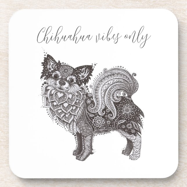 Hard Plastic Coaster Chihuahua Vibes Getränkeuntersetzer (Vorderseite)