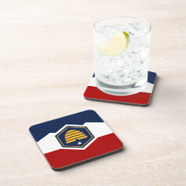 Hard plastic coaster with flag of Utah, USA Getränkeuntersetzer