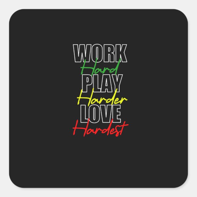 Hard Play Hard Liebe Hardcore Quadratischer Aufkleber (Vorderseite)