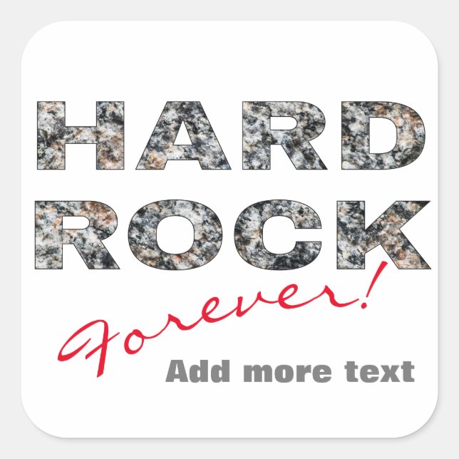 Hard Rock Granit Text Quadratischer Aufkleber (Vorderseite)