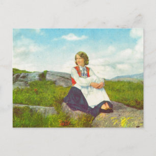 Hardanger-Kostüm, Norwegen Vintage-Bild, Postkarte