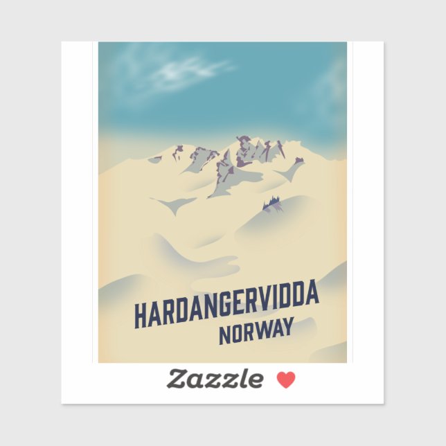 Hardangervidda Norwegen Urlaubsposter. Aufkleber (Blatt)