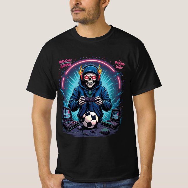 Hardcore Beyond Limit – Retro Skull Gamer Tee (Vorderseite)