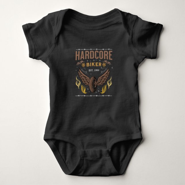 Hardcore Biker Gold t-shirt Baby Strampler (Vorderseite)