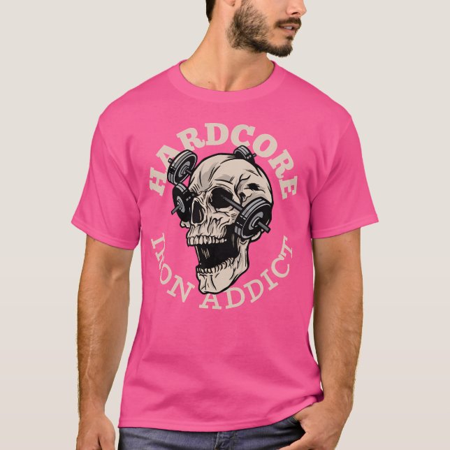 Hardcore-Eisen-Süchtiger-Totenkopf-Krafttraining T-Shirt (Vorderseite)