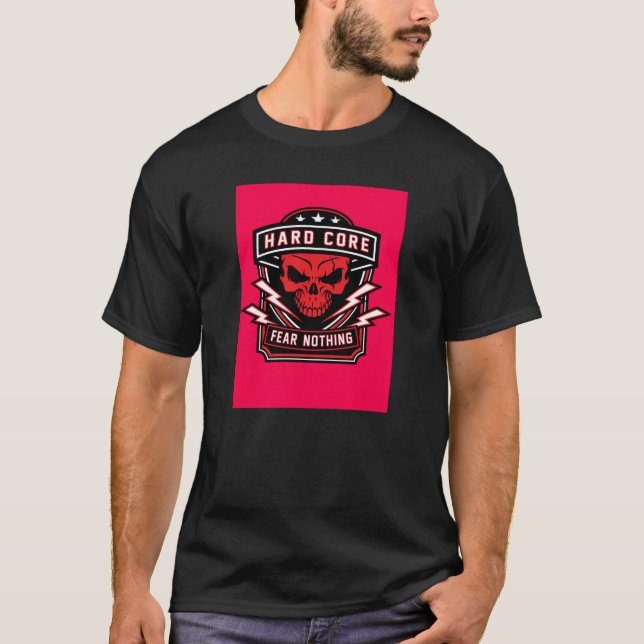 Hardcore Feed Nothing Red Skull Abzeichen T-Shirt (Vorderseite)