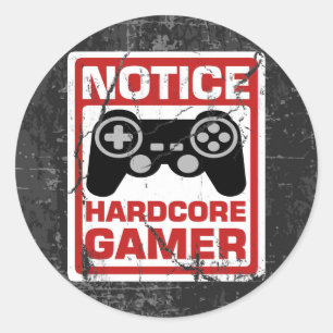 Hardcore Gamer Notice-Signboard Runder Aufkleber
