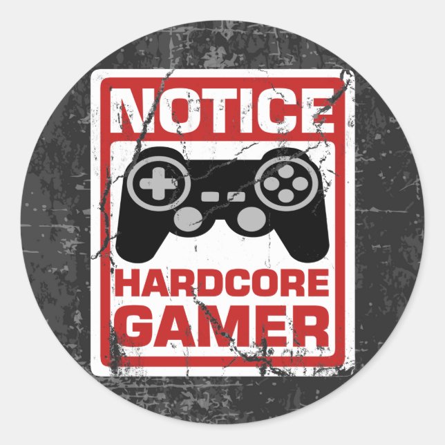 Hardcore Gamer Notice-Signboard Runder Aufkleber (Vorderseite)