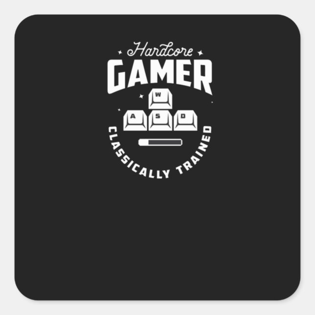 Hardcore Gamer Quadratischer Aufkleber (Vorderseite)