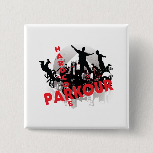 Hardcore Parkour Grunge-Stadt Button (Vorderseite)