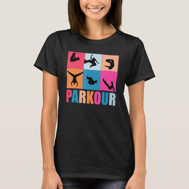 Hardcore Parkour Pop Art Silhoutte Team Traceur Sh T-Shirt (Vorderseite)
