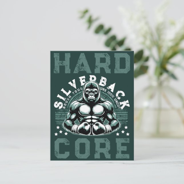 HARDCORE SILVERBACK GORILLA POSTKARTE (Stehend Vorderseite)