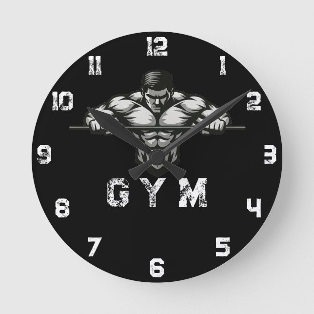 Hardcore Workout Clock Power Grip Gym Decke Runde Wanduhr (Vorderseite)