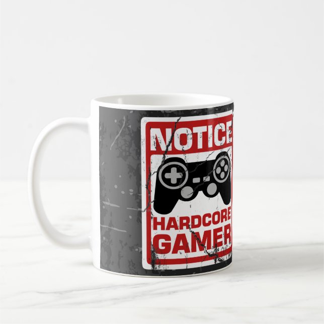 Hardcoregamer-Mitteilungs-Schild Tasse (Links)