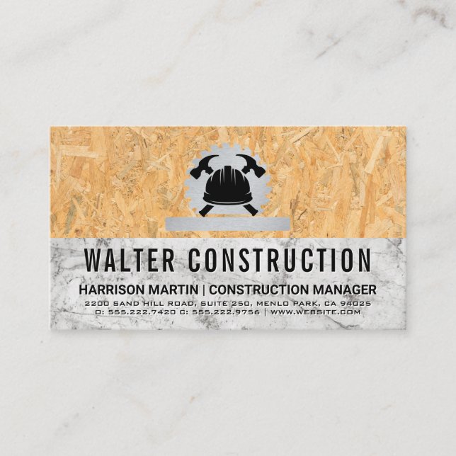 Hardhat Hammer | Marmor | Pressholz Visitenkarte (Vorderseite)