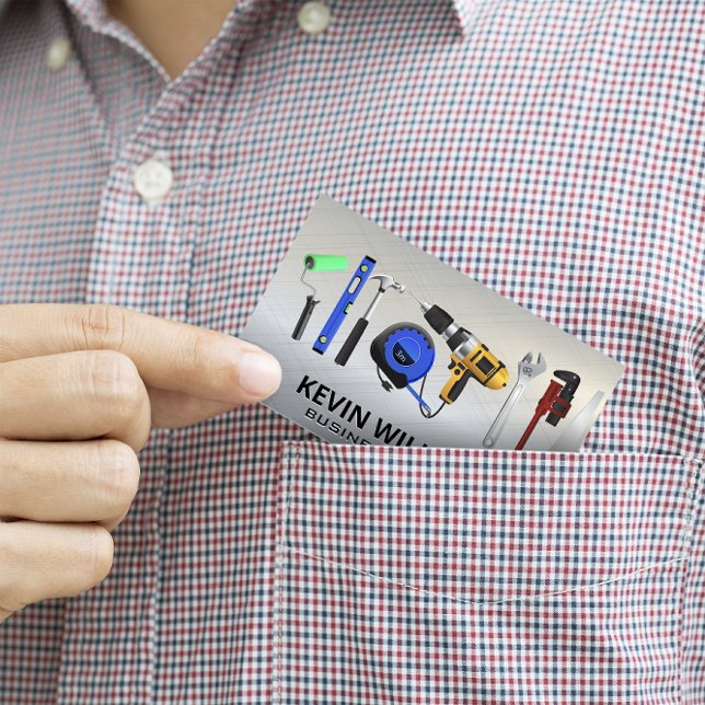 Hardware-Tools | Metallischer Hintergrund Visitenkarte (Von Creator hochgeladen)