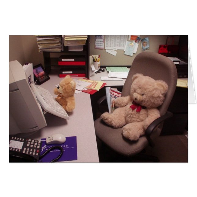 Hardworking Teddy Bears Card (Vorderseite (Horizontal))