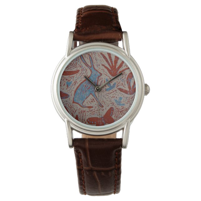 Hare and Butterfly Ladys Leather Watch Armbanduhr (Vorderseite)