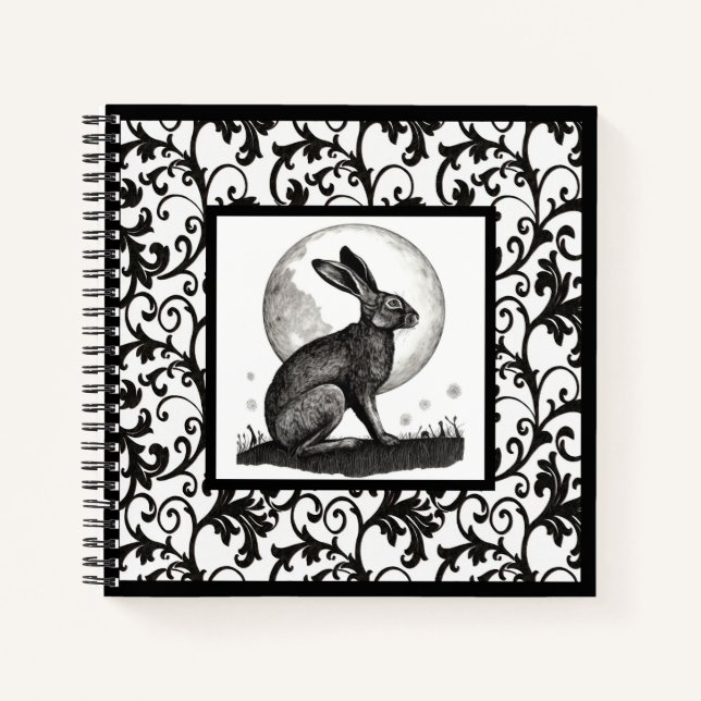Hare and Moon Spiral Notebook Notizbuch (Vorderseite)