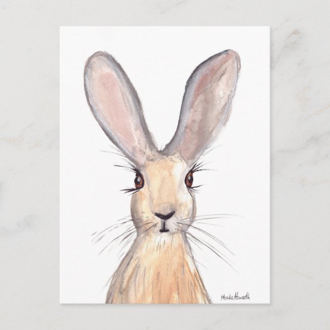 Hare Aquarell Postkarte (Vorderseite)