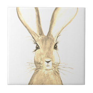 Hare Aquarellmalerei Rustic Woodland Chic Fliese