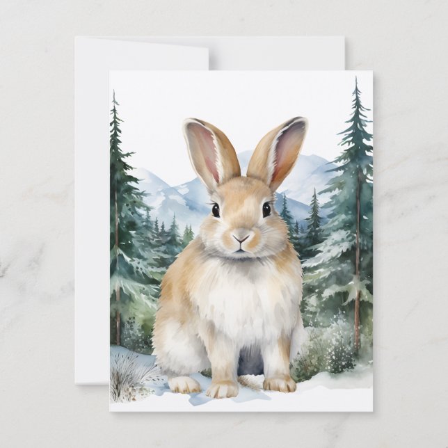 Hare Bunny Rabbit in einem Wald Wasserfarbe Mitteilungskarte (Rückseite)