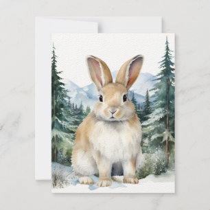 Hare Bunny Rabbit in einem Wald Wasserfarbe Mitteilungskarte