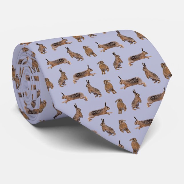 Hare Frenzy Krawatte Double Sided Print (Lilac) (Gerollt)