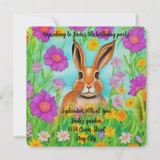 Hare Geburtstagsfeier Einladung, bearbeitbaren Tex