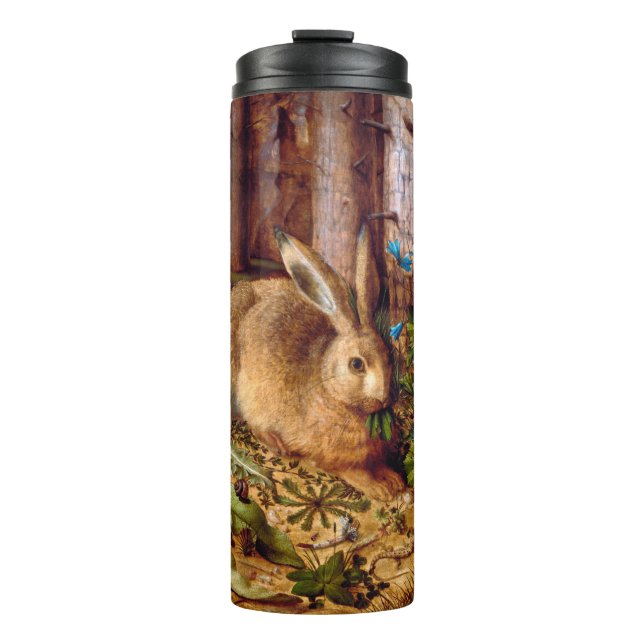 Hare in Forest Hans Hoffmann Rabbit Malerei Thermosbecher (Vorderseite)