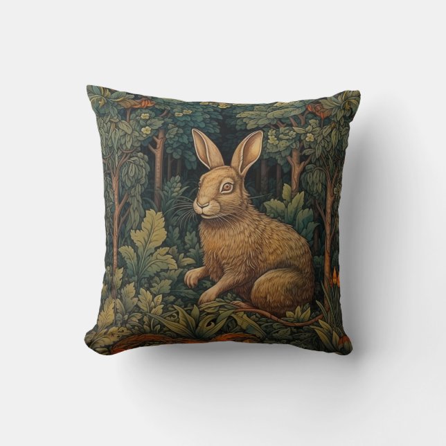 Hare in Forest, William Morris, Kissen (Vorderseite)
