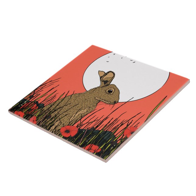 Hare in the Poppies Fliese (Seite)