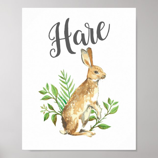 Hare Kinder drucken. Kaninchen-Kinderzimmer Poster (Vorne)
