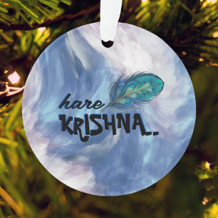 "Hare Krishna" Peacock Feather Hindu Ornament