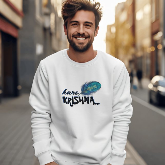 "Hare Krishna" Peacock Feather Hindu Sweatshirt (Von Creator hochgeladen)