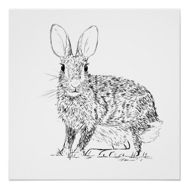 Hare Monochrome Print Poster (Vorderseite)