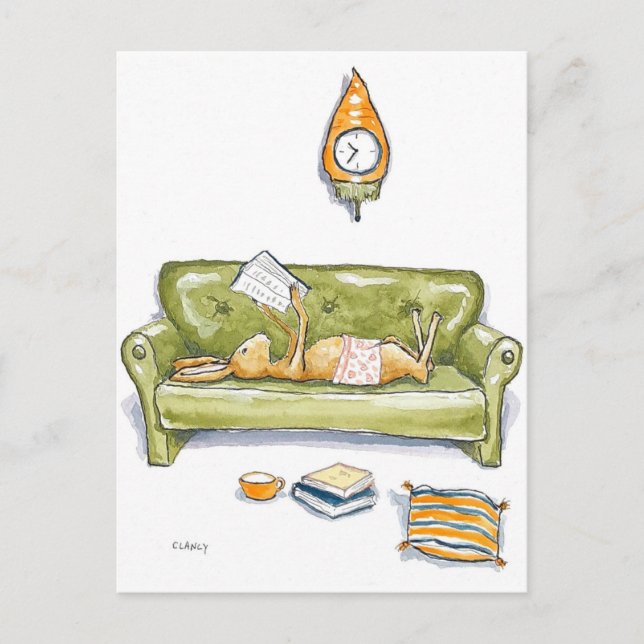 Hare on Couch Postkarte (Vorderseite)